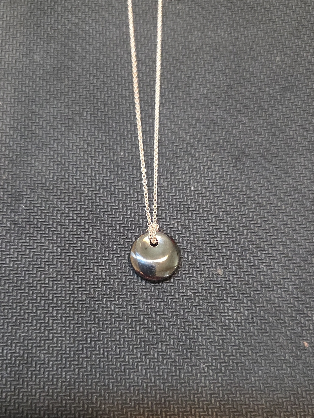 Tiffany & Co. Silver Chain with Mother Of Pearl Disc Pendant